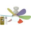 RuiDay Ventilatori da Soffitto con Luce e Telecomando, E27 lampadario con pale LED Dimmerabile, lampadario ventola con Telecomando e Timer, 3 Velocità, 3 Colori, Silenzioso (Colorato)
