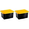 Acan Tradineur - Confezione da 2 scatole impilabili con coperchio, in plastica, cassetto multiuso, ordinazione, attrezzi, casa, prodotto in Spagna (17 litri, giallo/nero, 39,5 x 31,5 x 22 cm)