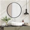 COSTWAY Specchio Rotondo 61 cm da Parete Con Cornice in Metallo Spazzolato Opaco Antiruggine, Moderno per Bagno Soggiorno Ingresso, IP44