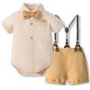 Zukmuk Bambino Ragazzo Gentiluomo Vestito Completini per Bambino Gentiluomo Vestito Battesimo Maschio Bambini e Ragazzi Abiti Abbigliamento Formale per Bambino (Beige, 6-9 Months)