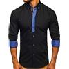 BOLF Uomo Camicia a Manica Lunga Camicetta a Righe Elegante Quotidiana Tempo Libero Festa Classica Basic Slim Fit Casual Style 1758 Blu Scuro L [2B2]