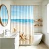 YISURE - Tenda da doccia, fantasia: oceano, spiaggia, mare, onde, stelle marine, conchiglie, di tessuto resistente alla muffa, lavabile in lavatrice, 200 x 220 cm (L x A)