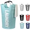DOKEHOM 125L Sacca Portabiancheria, Cesto Biancheria Sporca, Blu Chiaro | Cesto alto autoportante e borsa bucato pieghevole. Borsa extra large per vestiti con manici robusti e durevoli
