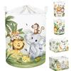 Clastyle Ceste Biancheria Bambini Animale Tropicale Cestino Giocattoli Vestiti per Ragazzo Ragazza Cestino Portaoggetti per Bagno Cameretta Bucato, Leone Elefante, 40x50 cm