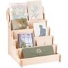 PH PandaHall Espositore per Biglietti D'Auguri a 5 Livello Espositore per Cartoline in Legno, Porta Cartoline da Tavolo per Libri Foto Adesivi Brochure Fiere Venditori Bar Casa, 30x30x36cm