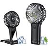 Wastou Ventilatore Portatile, Mini Ventilatore Silenzioso Ricaricabile USB, Piccolo Ventilatore Personale a 4 Velocità con Specchio, Ventilatore da Tavolo a Batteria per Viaggi in Ufficio all'Aperto