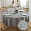 SPRICA Tovaglia Jacquard Rotonda 200 cm Copritavolo in Colore Solido Resistente all'Acqua, Design con Motivo Onde d'Acqua, Lavabile in Lavatrice, Rotondo 200cm, Grigio Medio