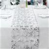 Fowecelt Runner da Tavola Argento, Runner da Tavola con Glitter, Runner da Tavola in Rete Lucida con Lamina D'argento per Decorazioni per Feste di Compleanno di Natale di Nozze 35 * 183 cm