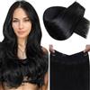 LaaVoo Extension Capelli Veri Filo Invisibile, Nero Jet, 40cm 80g, Capelli Remy Lisci, Volume Istantaneo, per Feste e Cerimonie, Colore 1