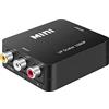 OcioDual Adattatore Unidirezionale da AV a HDMI, Supporta Audio Stereo e Video 1080p PAL/NTSC, per PC, TV, Convertitore con Cavo di Alimentazione, AV2HDMI, CVBS 3 RCA, Colore Nero