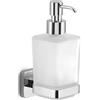 Gedy Tonga Dispenser Sapone Bagno a Muro da 220ml, Finitura Cromato, Fissaggio con Viti o Adesivo, Pompetta Erogatore in Acciaio Inox, Contenitore in Vetro Satinato, Dispenser Sapone Liquido da Muro