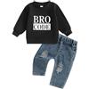 Dazzerake 2 pezzi Completini in Tuta da Neonati Abbigliamento Autunno Inverno Unisex Color Block Felpa Pullover Girocollo a Maniche Lunghe Top e Pantaloni (G Nero, 18-24 mesi)