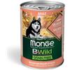 Monge Alimento Cibo Umido per Cani Bwild Grain Free Adult Salmone Zucca ZUCCHINE GR.400X24PZ