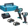 Makita CLX228AJ 12V Max Li-Ion CXT Kit 2 pezzi comprendente HP333DZ, TD110DZ completo di 2 batterie agli ioni di litio da 2,0 Ah e caricatore fornito in una custodia Makpac