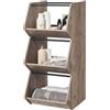 Iris Ohyama, Scaffale, Contenitore in legno, Credenza, 1 anta pieghevole, Impilabile, Solido, Cucina, Camera da letto, Soggiorno - Scaffale per mobili di base - IWB-400 - Marrone cenere