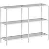 VASAGLE Consolle Ingresso, Tavolo Consolle, Scaffale a 3 Ripiani in Vetro Temperato, 30 x 100 x 73 cm, Struttura Metallo, Corridoio Soggiorno Camera da Letto, Bianco Perla e Grigio Ardesia LGT027W01