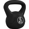 HOMCOM Kettlebell 6kg in Plastica e Sabbia con Base Piatta e Impugnatura, 20x13x22 cm, Nero