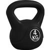 HOMCOM Kettlebell 4kg in Plastica e Sabbia con Base Piatta e Impugnatura, 18x12x20 cm, Nero