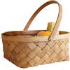 TENDYCOCO Cesto Intrecciato con Manico con Manico Handmade Rattan Storage Contenitore Casalinga Organizzatore Carrello per Porzione di Verdure per Picnics Party Home (Small)