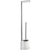 WENKO Piantana portarotolo e scopino WC Avola bianco - Portascopino WC, Polipropilene, 13 x 70 x 16 cm, Bianco