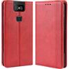 HualuBro Cover per ASUS Zenfone 6 ZS630KL, Flip Cover a Libro in Retro PU Pelle Magnetica Antiurto Case Portafoglio Custodia per ASUS Zenfone 6 6Z ZS630KL 2019 Cover (Rosso)
