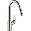 hansgrohe Focus M41 rubinetto da cucina, estraibile, orientabile, 31815800, Focus M41 acciaio inox spazzolato [Rubinetteria da Cucina > Rubinetti da Cucina]