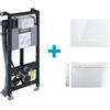 Duravit SensoWash Starck f smart WC sospeso Plus Compact, con elemento incasso, con placca di azionamento, 650000012004320+WD1014000000+WD5003012000, Compact SensoWash; SensoWash Starck f bianco [WC > Smart WC con Elementi Incasso]