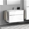evineo ineo4 mobile La: 99 cm, 2 scomparti estraibili, con maniglia, per Renova Plan Slim lavabo,, BE0229WH, ineo4 [Mobili da Bagno > Mobili Lavabo]