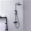 Mariner Linea sistema doccia con termostato, doccetta ad asta di metallo e soffione doccia in acciaio inox squadrato, WLS5301-NO, Kobra; Linea; Otto; Quadra nero opaco [Rubinetteria Bagno > Colonne Doccia]