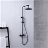 Mariner Volta sistema doccia con termostatico, doccetta ad asta di metallo e soffione doccia in acciaio inox rotondo, WLS6302-NO, Arya; Logica; Tao; Uno; Volta nero opaco [Rubinetteria Bagno > Colonne Doccia]