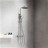 Fortis Wellness flat 250 XL sistema doccia con termostatico, doccetta 3 getti Push e soffione doccia in metallo extrapiatto, 1069976PC, Wellness cromo [Rubinetteria Bagno > Colonne Doccia]