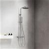 Fortis Spa flat 250 XL sistema doccia con termostatico, doccetta ad asta di metallo rotonda e soffione doccia in metallo extrapiatto, 1069979PC, Spa cromo [Rubinetteria Bagno > Colonne Doccia]