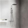 Fortis Spa flat 300 XXL sistema doccia con termostatico, doccetta ad asta di metallo rotonda e soffione doccia in metallo extrapiatto, 1069980PC, Spa cromo [Rubinetteria Bagno > Colonne Doccia]