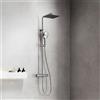 Fortis Spa flat 250 XL sistema doccia con termostatico, doccetta 3 getti Push e soffione doccia in metallo extrapiatto, 1070007PC, Spa cromo [Rubinetteria Bagno > Colonne Doccia]
