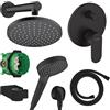 hansgrohe Vernis Blend sistema doccia da incasso, miscelatore monocomando, 01800180+Set3, Vernis Blend; iBox; Isiflex; Porter E; Fixfit E nero opaco [Rubinetteria Bagno > Sistemi Doccia da Incasso]