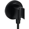 hansgrohe Fixfit Porter S supporto doccetta con attacco per tubo flessibile, 26888670, Fixfit Porter S nero opaco [Rubinetteria Bagno > Prese d'Acqua]