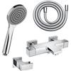 Fortis set vasca con termostatico, doccetta con 1 getto, asta saliscendi, supporto doccetta, flessibile doccetta, 84111THPC+5318501PC+53162125PC+15505PC, Scala cromo [Rubinetteria Bagno > Rubinetteria Vasca]