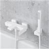 Fortis set vasca con rubinetteria, doccetta ad asta in metallo, supporto doccetta, flessibile doccetta, 8411100MW+5318501MW+53162125MW+15501MW, Scala bianco opaco [Rubinetteria Bagno > Rubinetteria Vasca]