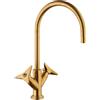 Mamoli GIO Ponti rubinetto lavabo a due maniglie con bocca orientabile, 75190000000G, GIO Ponti ottone spazzolato [Rubinetteria Bagno > Rubinetteria Lavabo]
