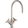 Mamoli GIO Ponti rubinetto lavabo a due maniglie con bocca orientabile, 75190000000F, GIO Ponti acciaio inox spazzolato [Rubinetteria Bagno > Rubinetteria Lavabo]