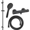 Fortis set doccetta con termostatico, doccetta con 1 getto, asta saliscendi, flessibile doccetta, 78511THMB+50129TTMB+53162150MB+15505MB, Brera nero opaco [Rubinetteria Bagno > Rubinetteria Doccia]