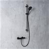 Fortis set doccetta con termostatico, doccetta Push con 3 getti, asta saliscendi, flessibile doccetta, 78511THMB+50129TTMB+53162150MB+15507MB, Brera nero opaco [Rubinetteria Bagno > Rubinetteria Doccia]