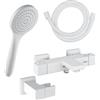 Fortis set vasca con termostatico, doccetta con 1 getto, asta saliscendi, supporto doccetta, flessibile doccetta, 84111THMW+5318501MW+53162125MW+15505MW, Scala bianco opaco [Rubinetteria Bagno > Rubinetteria Vasca]