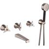 Mamoli GIO Ponti rubinetto vasca a due maniglie con set doccia, incasso, 2519FR14PE0F, GIO Ponti acciaio inox spazzolato [Rubinetteria Bagno > Rubinetteria Vasca]