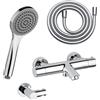 Fortis set vasca con termostatico, doccetta con 1 getto, asta saliscendi, supporto doccetta, flessibile doccetta, 78111THPC+5318500PC+53162125PC+15505PC, Brera cromo [Rubinetteria Bagno > Rubinetteria Vasca]