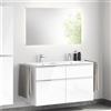 evineo ineo4 mobile La: 121 cm, 4 estraibili, con maniglia, lavabo doppio bianco, con specchio,, BE0244WH+BE0203WH+BEA012MI+BL001197, ineo4 [Mobili da Bagno > Set Mobili da Bagno]
