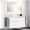 evineo ineo4 mobile La: 121 cm, 4 estraibili, con maniglia, lavabo doppio bianco, con specchio,, BE0244WH+BE0203WM+BEA012MI+BL001197, ineo4 [Mobili da Bagno > Set Mobili da Bagno]