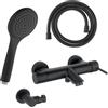 Fortis set vasca con rubinetteria, doccetta con 1 tipo di getto, asta saliscendi, supporto doccetta, flessibile doccetta, 7811100MB+5318500MB+53162125MB+15505MB, Brera nero opaco [Rubinetteria Bagno > Rubinetteria Vasca]