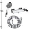Fortis set doccetta con rubinetteria, doccetta con 1 tipo di getto, asta saliscendi, flessibile doccetta, 8451100PC+50129TTPC+53162150PC+15505PC, Scala cromo [Rubinetteria Bagno > Rubinetteria Doccia]
