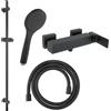 Fortis set doccetta con rubinetteria, doccetta con 1 tipo di getto, asta saliscendi, flessibile doccetta, 8451100MB+50129TTMB+53162150MB+15505MB, Scala nero opaco [Rubinetteria Bagno > Rubinetteria Doccia]